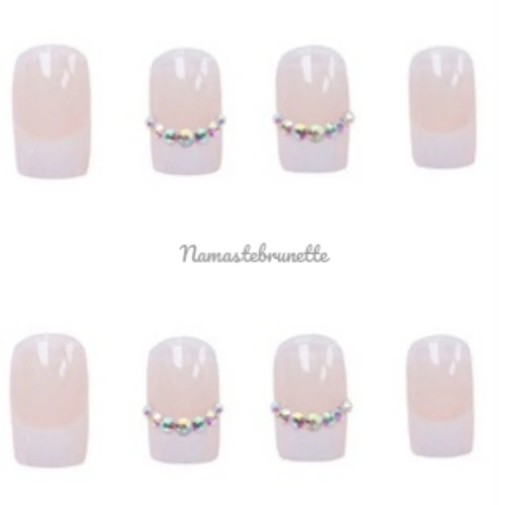 2/$16 Rhinestone French Manicure Press On Nails
